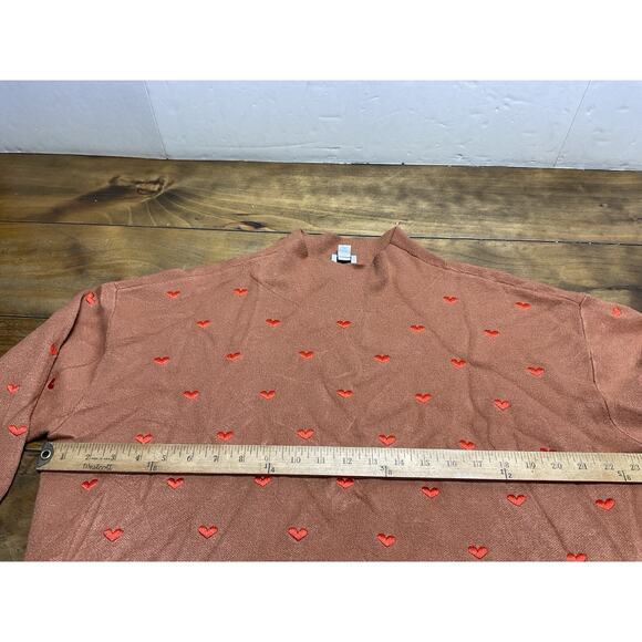 ANTHROPOLOGIE MAEVE Carys Mock-Neck Sweater Cedar Embroidered Hearts Size M - Picture 8 of 10